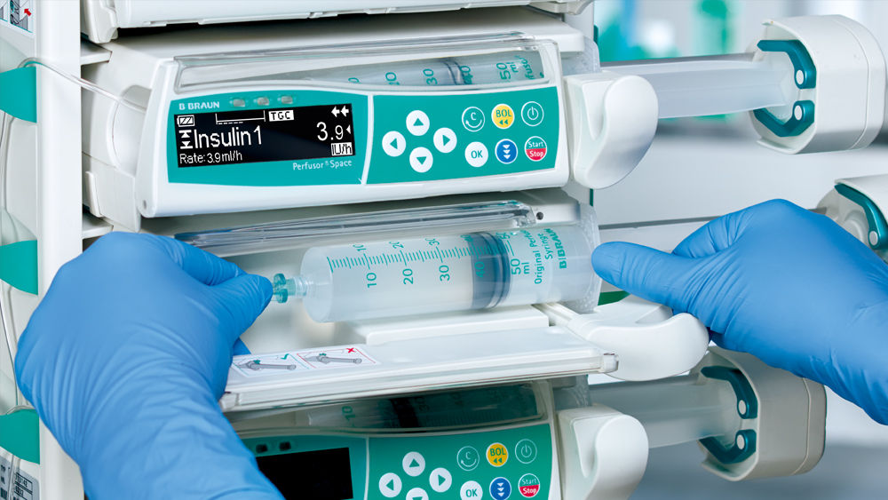 Ruisku on asetettu Spaceplus Perfusor® -infuusiopumppuun