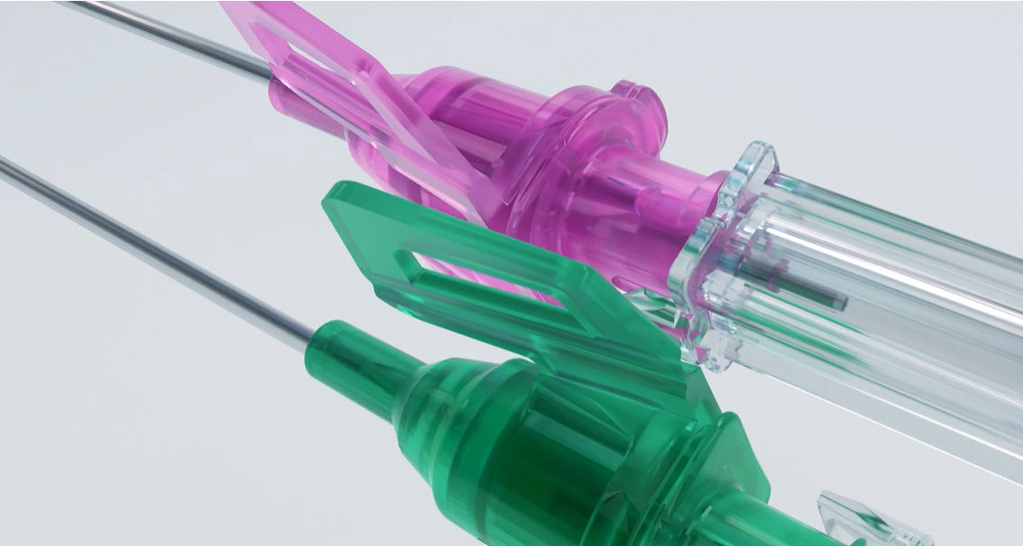 Introcan Safety® 3 -neulat, kaksi väriä: vihreä ja violetti